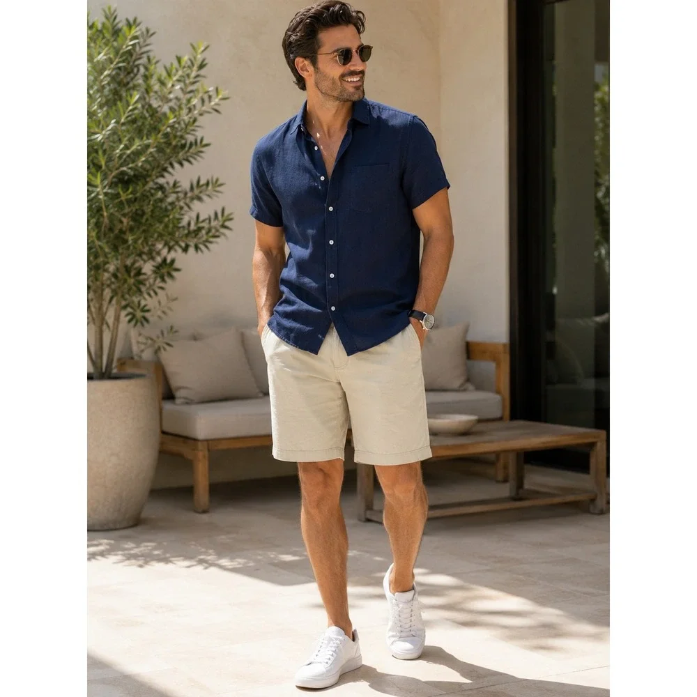 Banana Republic Aiden Slim Fit Chino Shorts Mens 36 Khaki Tan 100% Cotton NWT